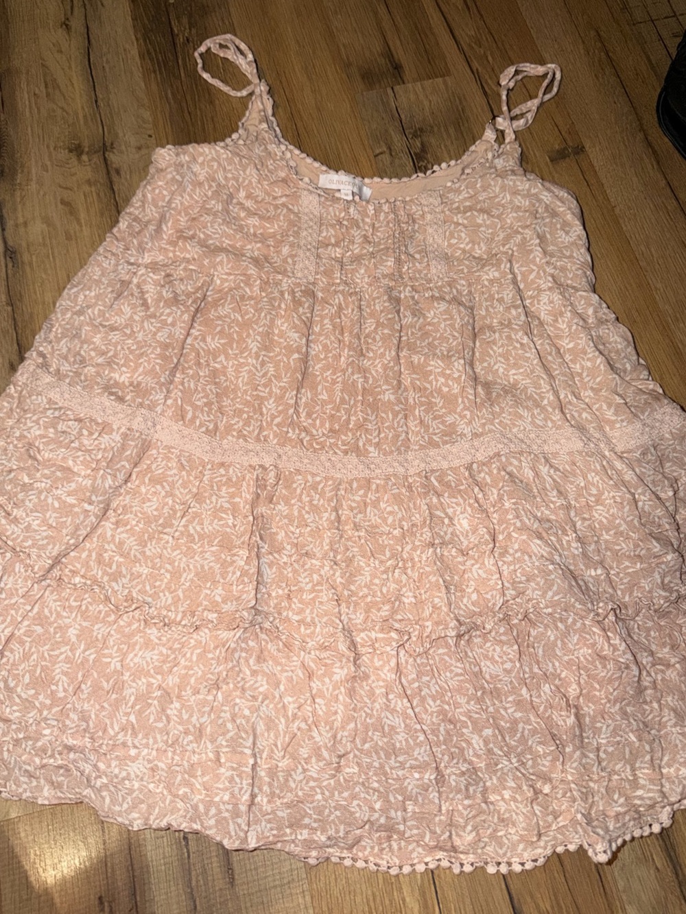 Olivaceous Peach Floral Mini Dress
